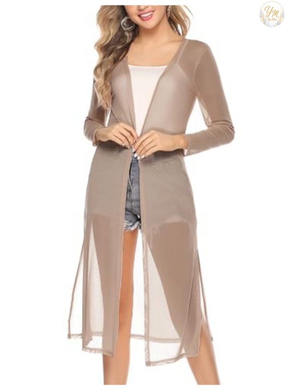Totatuit Women's Lightweight 100% Polyester Open Front Long Cardigan Beach